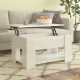 Table Basse Salon. Couleur Blanc Brillant. Plateau Relevable. Grand Espace de Rangement