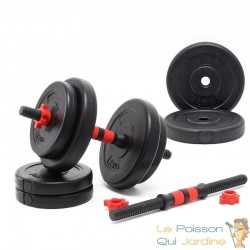 2 haltères Musculation 15 kg. 8 disques, pour une Musculation Efficace