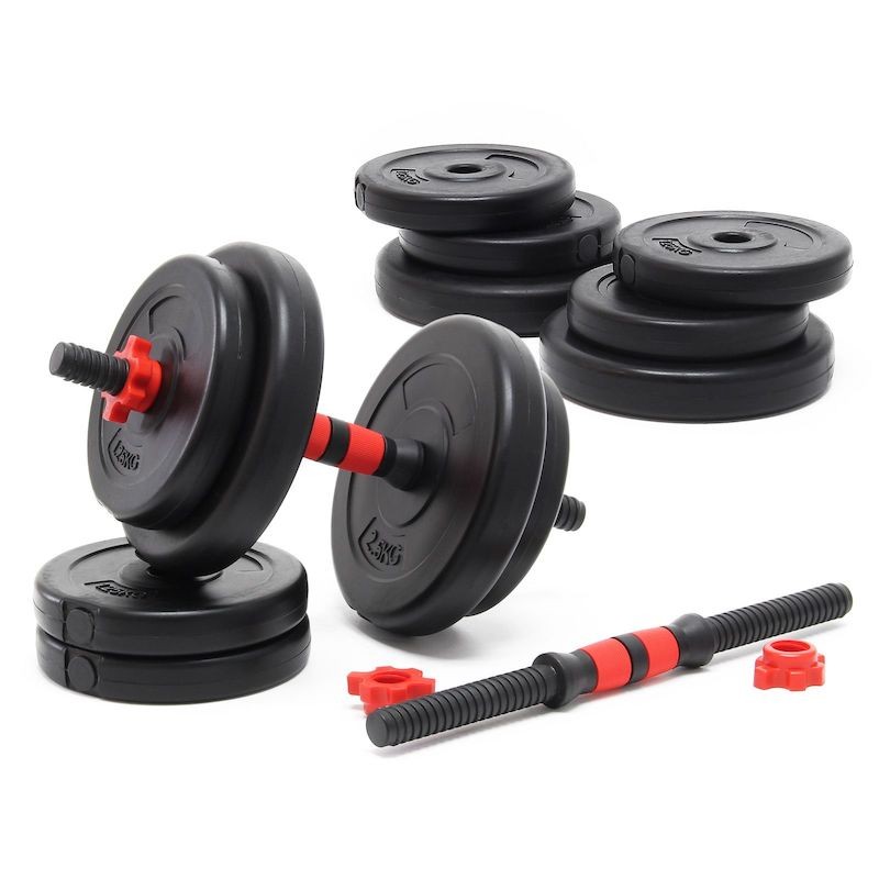 Set haltères courts 20 kg avec disques musculation fitness biceps