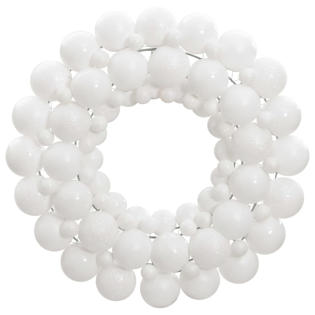 Couronne de Noël 45 cm Blanc. Fabriquée en boules de Noël Incassables