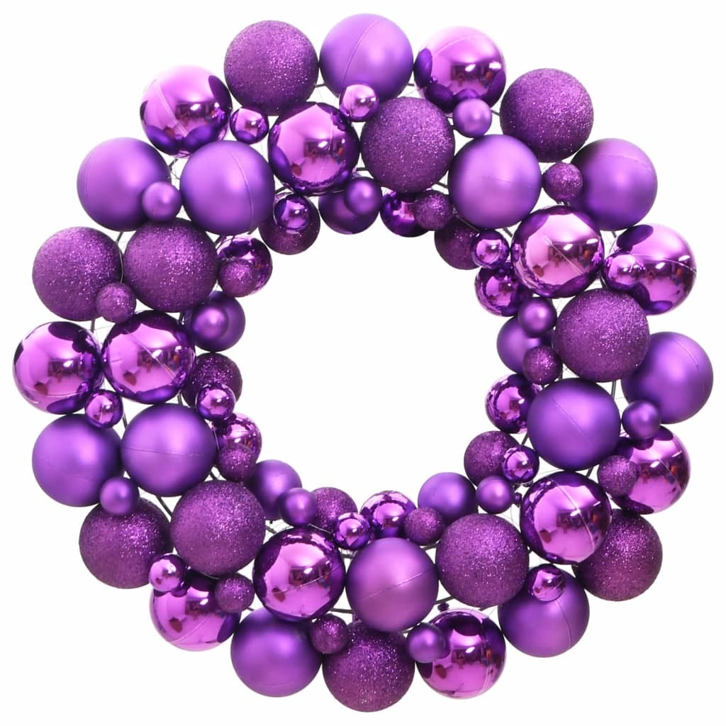 Couronne de Noël 45 cm Violet. Fabriquée en boules de Noël Incassables