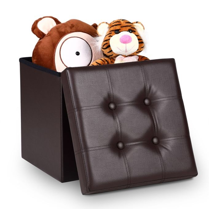 Pouf Avec Rangement Marron pour salon ou chambres. Simili