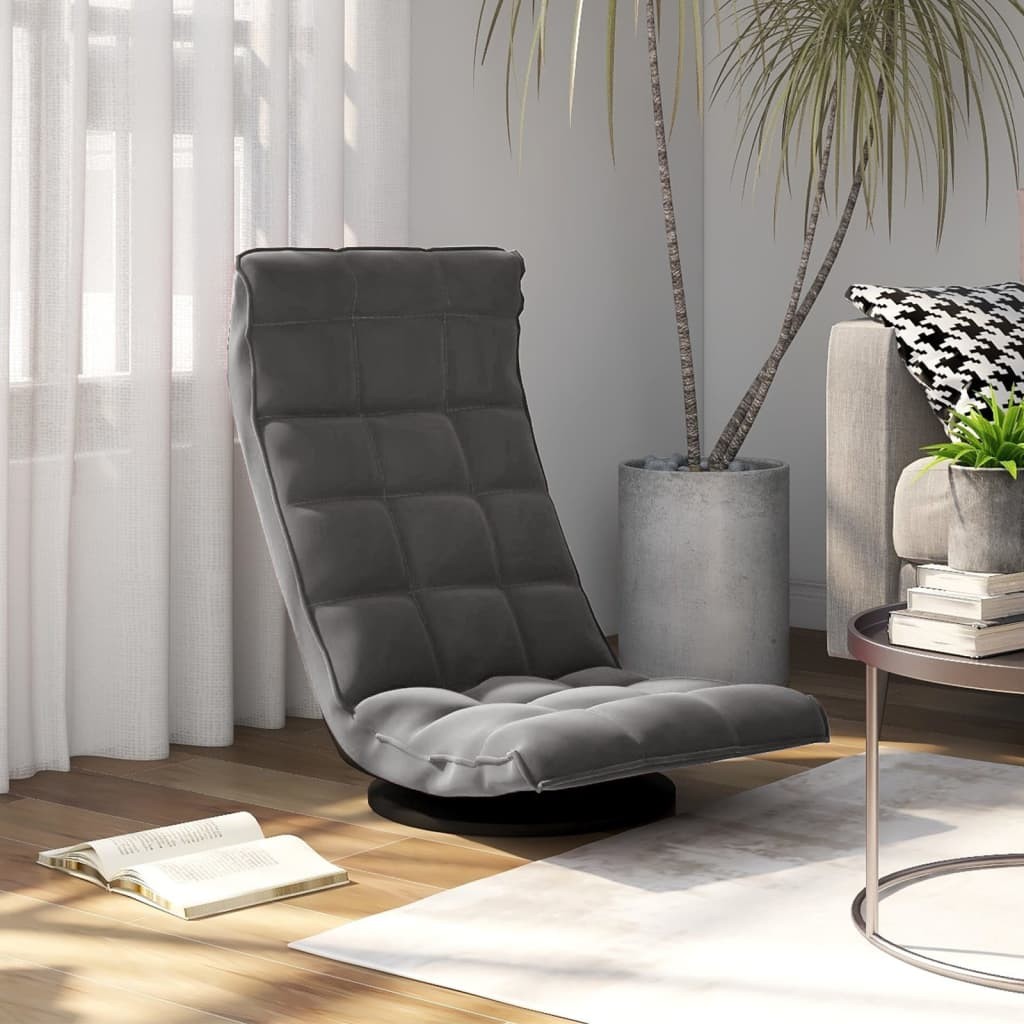 Fauteuil Moderne Gris Foncé en Velours ou chaise longue de salon. Pivotant à 360°