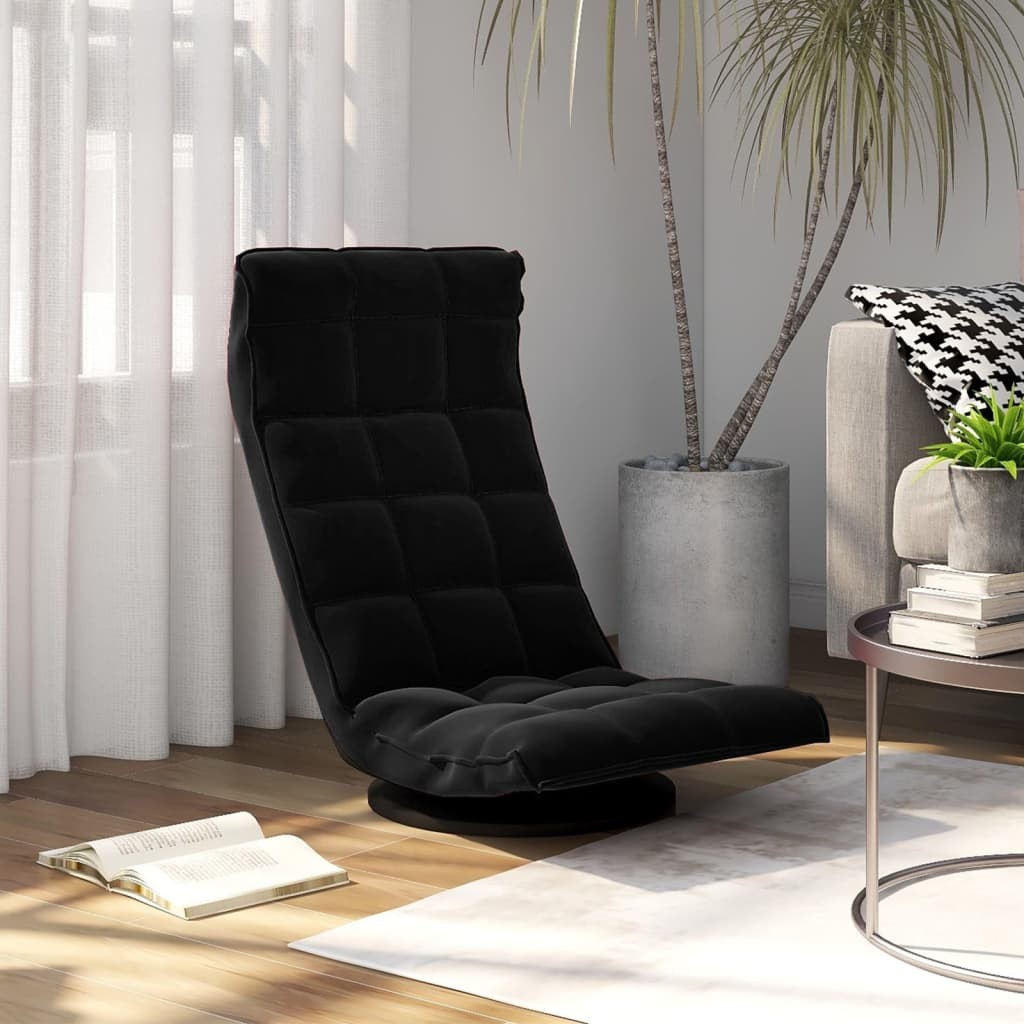 Fauteuil Moderne Noir en Velours ou chaise longue de salon. Pivotant à 360°
