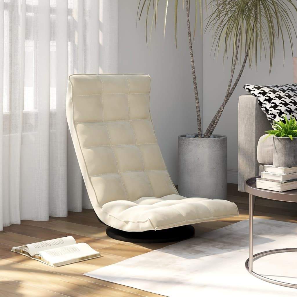Fauteuil Moderne Crème en Velours ou chaise longue de salon. Pivotant à 360°