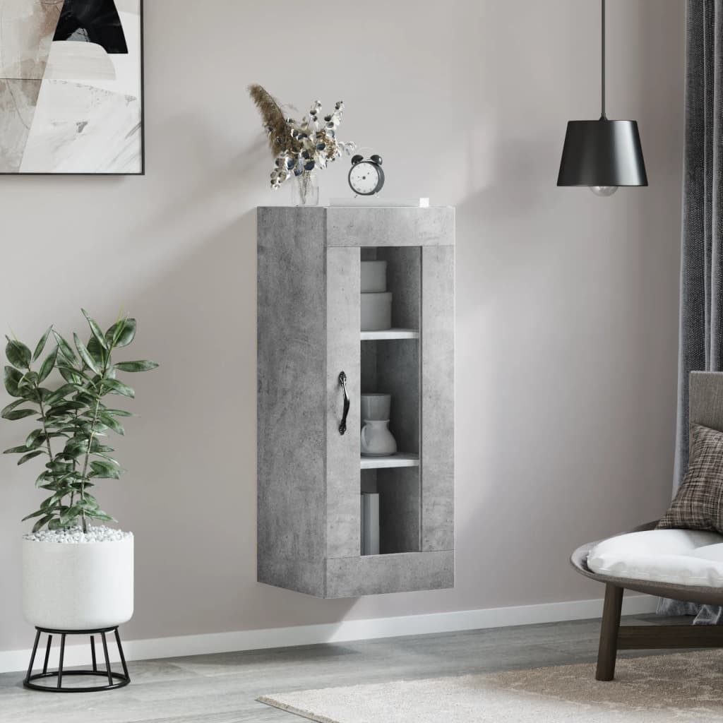 Armoire Murale Décoration. A suspendre, Gris Béton. 90 X 34 X 34 cm