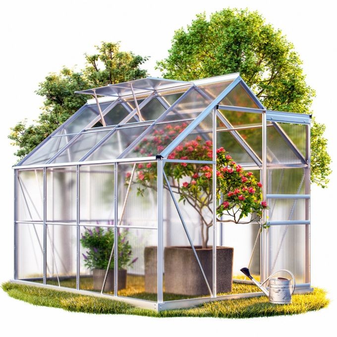 Serre de jardin Aluminium 250 x 190 x 195cm avec 2 lucarnes
