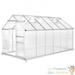 Serre de jardin Aluminium 375 x 185 x 195 cm avec Fondations