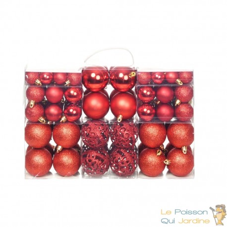 100 Boules de Noël Rouge pour décorer votre sapin