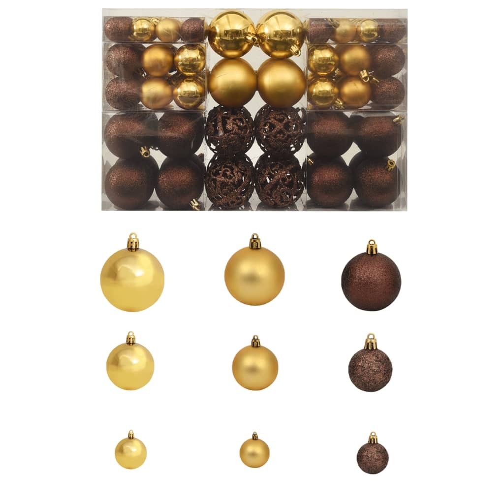 100 Boules de Noël Marron et Or pour décorer votre sapin