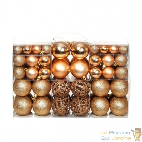 100 Boules de Noël Rose et Or pour décorer votre sapin