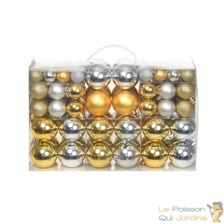 100 Boules de Noël Argent & Or pour décorer votre sapin