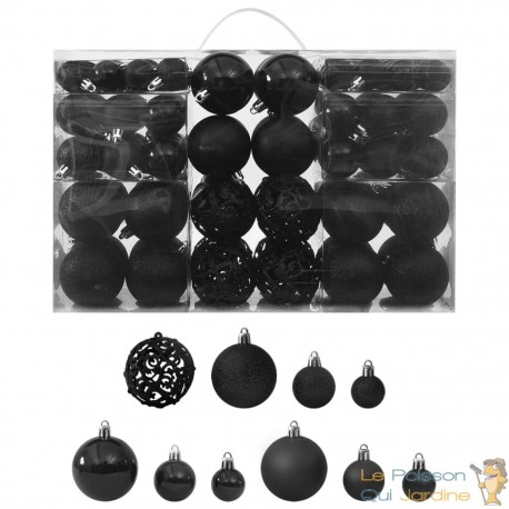 100 Boules de Noël Noir pour décorer votre sapin