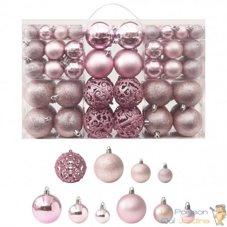 100 Boules de Noël Rose pour décorer votre sapin de Noël
