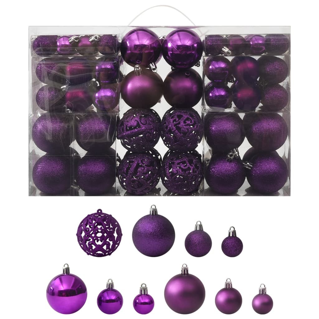 100 Boules de Noël Couleur Violet pour décorer votre sapin de Noël