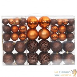 100 Boules de Noël Couleur Marron et Orange pour décorer votre sapin de Noël