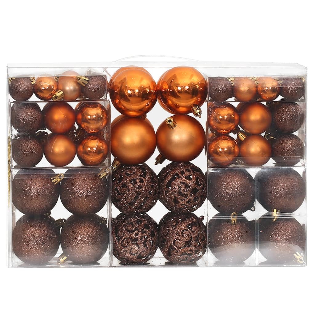 100 Boules de Noël Couleur Marron et Orange pour décorer votre sapin de Noël