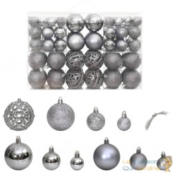 100 Boules de Noël Couleur Gris Foncé pour décorer votre sapin de Noël
