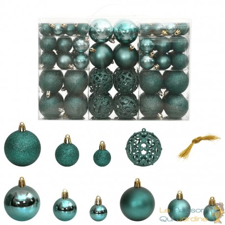100 Boules de Noël Couleur Vert pour décorer votre sapin de Noël