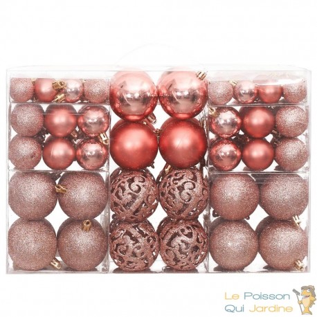 100 Boules de Noël Couleur Rose Pâle pour décorer votre sapin de Noël