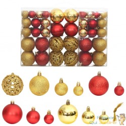 100 Boules de Noël Couleur Rouge et Or pour décorer votre sapin de Noël