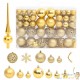 111 Boules de Noël Couleur Or + étoiles + flèche pour sapin de Noël