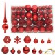 111 Boules de Noël Couleur ROUGE + étoiles + flèche pour sapin de Noël