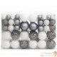 111 Boules de Noël Couleur Gris et Blanc + étoiles + flèche pour sapin de Noël
