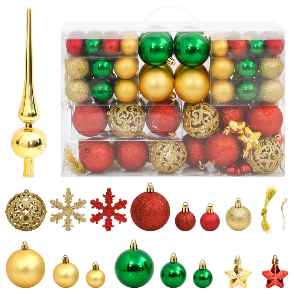 111 Boules de Noël Couleur Multicolores + étoiles + flèche pour sapin de Noël