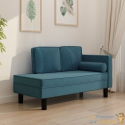 Chaise Longue en Velours. Bleu : Divan, Canapé et Lit Confortable