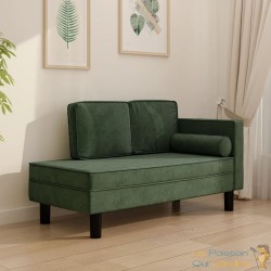 Chaise Longue en Velours. Vert : Divan, Canapé et Lit Confortable