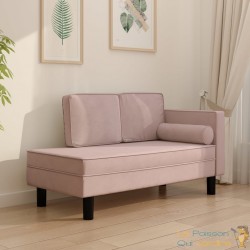 Chaise Longue en Velours. Rose : Divan, Canapé et Lit Confortable