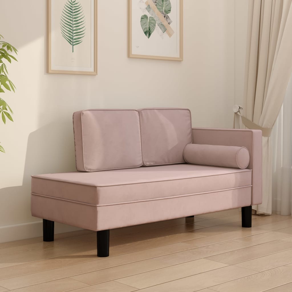 Chaise Longue en Velours. Rose : Divan, Canapé et Lit Confortable