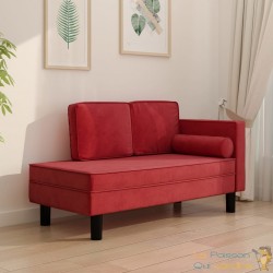 Chaise Longue en Velours. Rouge : Divan, Canapé et Lit Confortable