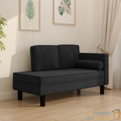 Chaise Longue en Velours. Noir : Divan, Canapé et Lit Confortable