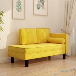 Chaise Longue en Velours. Jaune : Divan, Canapé et Lit Confortable