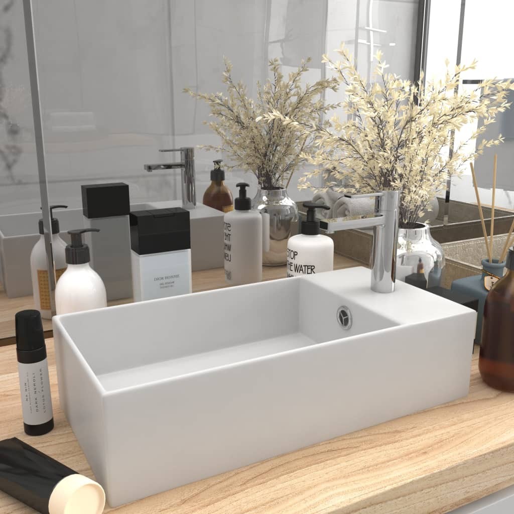 Lavabo de Salle de Bain Chic & Moderne Blanc. SANS Mitigeur