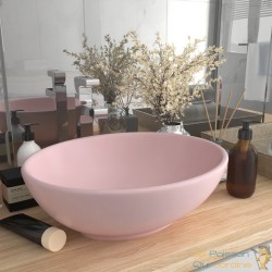 Vasque de Salle de Bain Ovale. Rose Mat. Lavabo moderne SANS Mitigeur