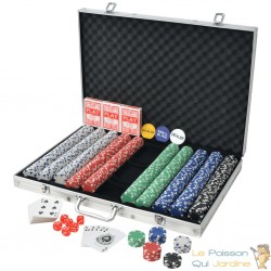 Jeu de poker + 1000 jetons + valise de rangement