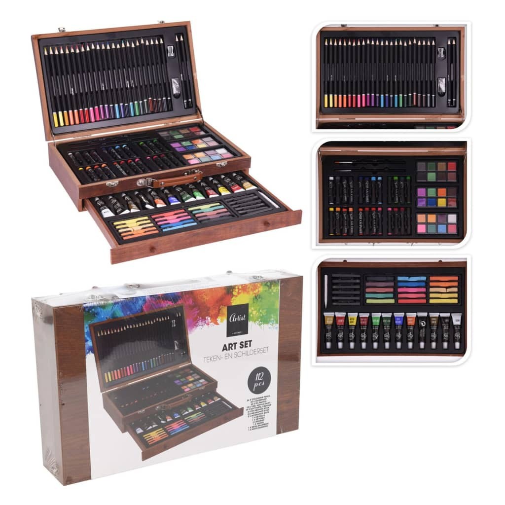 Mallette de dessin avec 150 pièces set peinture portable en bois art kit  créatif