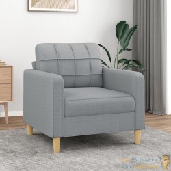 Fauteuil de Salon en Tissu Gris Clair. Avec Pied en bois. Confort et qualité