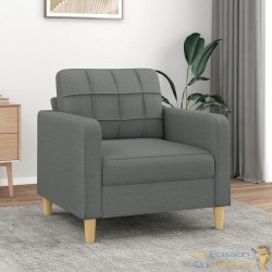 Fauteuil de Salon en Tissu Gris Foncé. Avec Pied en bois. Confort et qualité