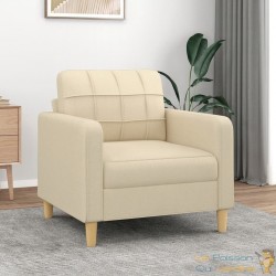 Fauteuil de Salon en Tissu Crème. Avec Pied en bois. Confort et qualité