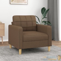 Fauteuil de Salon en Tissu Marron. Avec Pied en bois. Confort et qualité