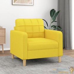 Fauteuil de Salon en Tissu Jaune. Avec Pied en bois. Confort et qualité