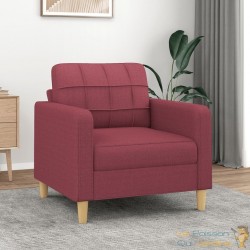 Fauteuil de Salon en Tissu Bordeaux. Avec Pied en bois. Confort et qualité