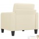 Fauteuil de Salon en Similicuir Crème. Avec Pied en bois. Confort et qualité