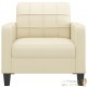 Fauteuil de Salon en Similicuir Crème. Avec Pied en bois. Confort et qualité
