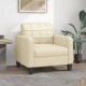 Fauteuil de Salon en Similicuir Crème. Avec Pied en bois. Confort et qualité