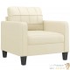 Fauteuil de Salon en Similicuir Crème. Avec Pied en bois. Confort et qualité